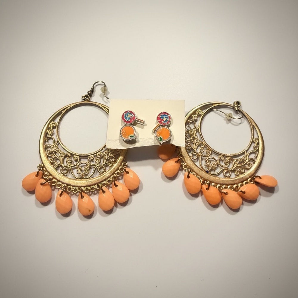 Boho Gold Filigree Chandelier Earrings